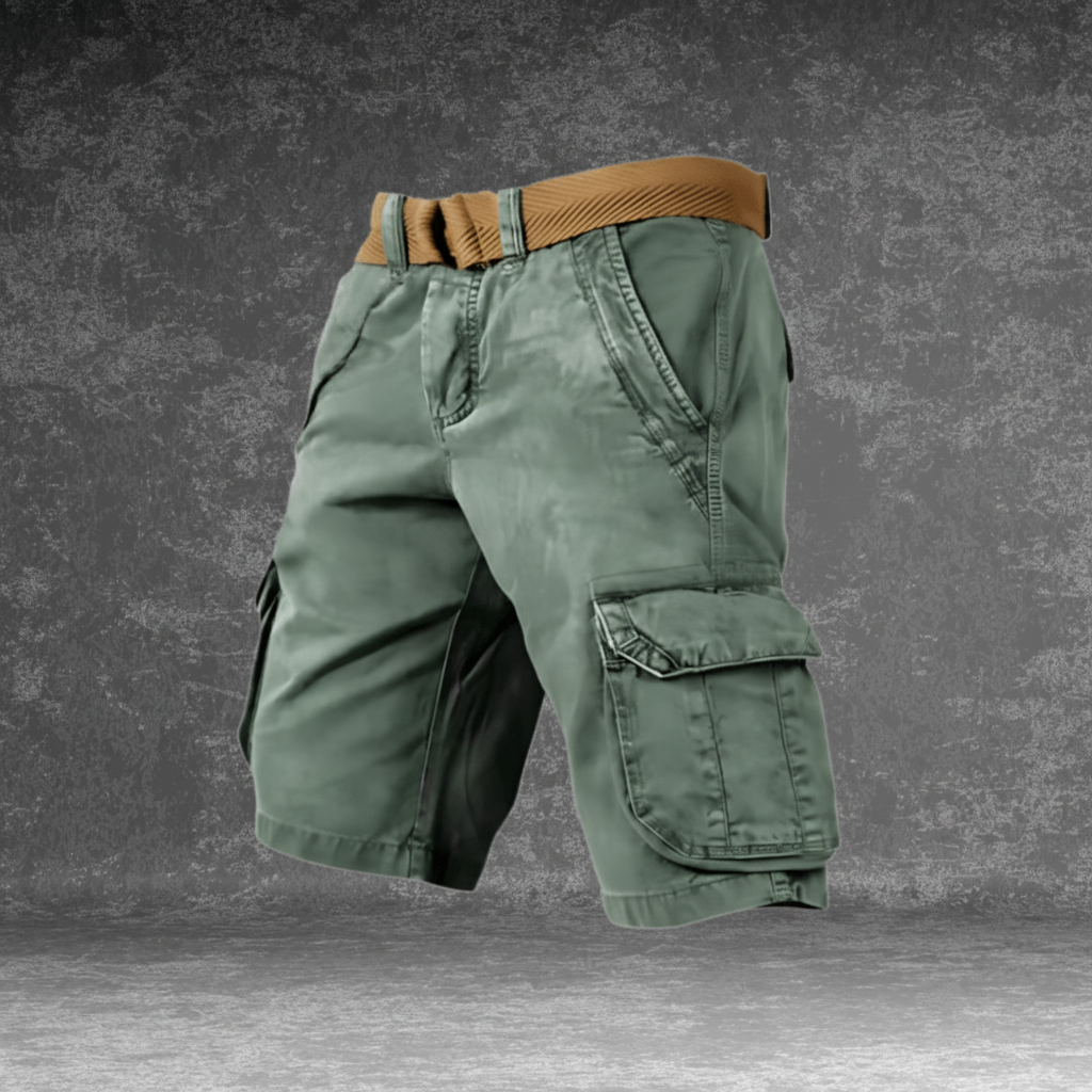 Pantalón corto cargo MAVERICK con múltiples bolsillos para hombre — Verde