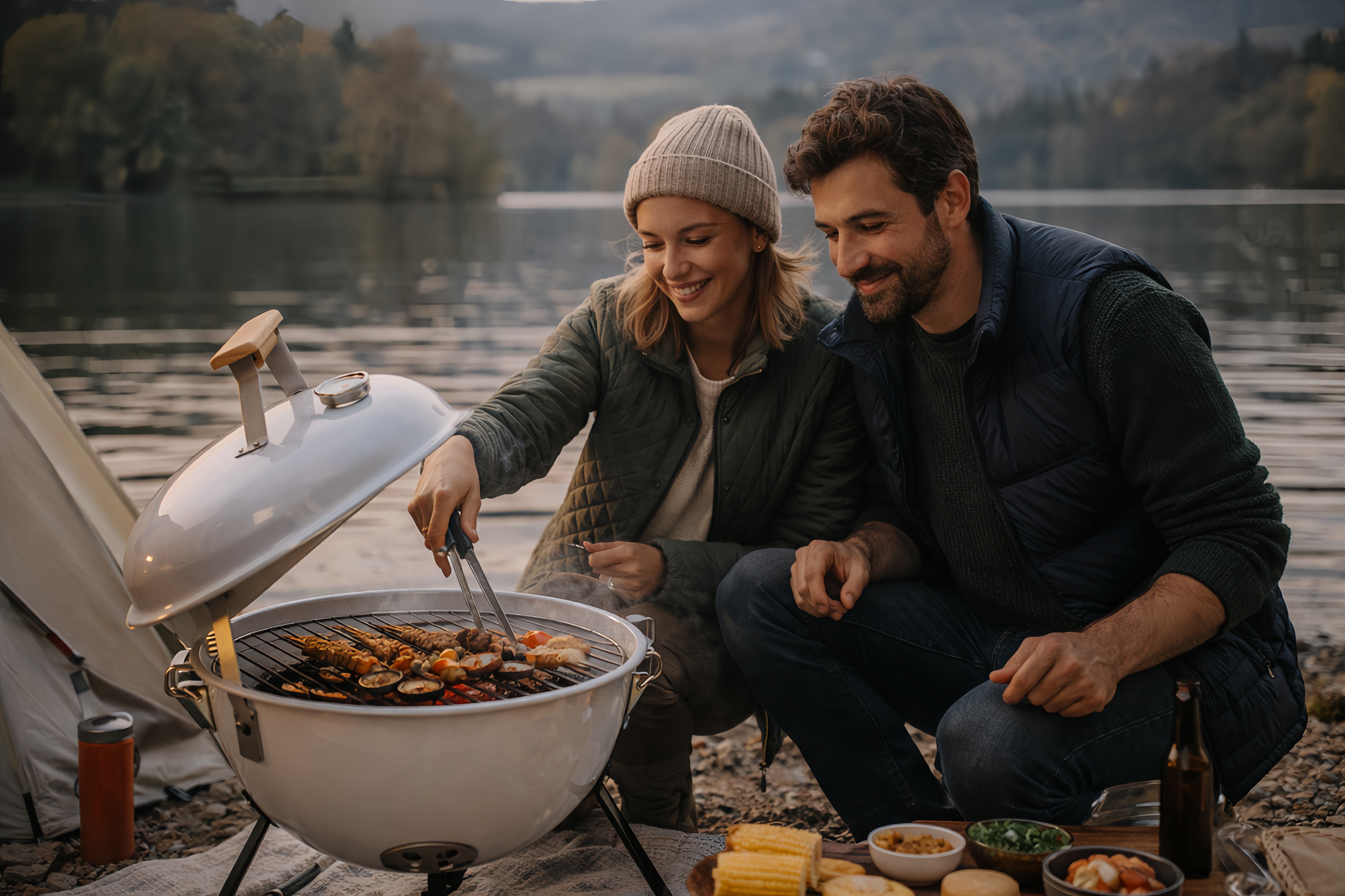 Barbacoa de carbón portátil KETTLE Calora - Formato compacto 31,5 cm con tapa