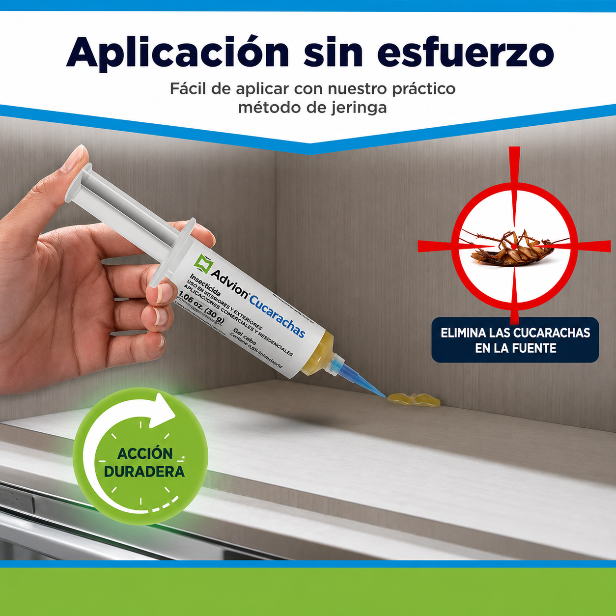 Jeringa de gel para el control de cucarachas en interiores