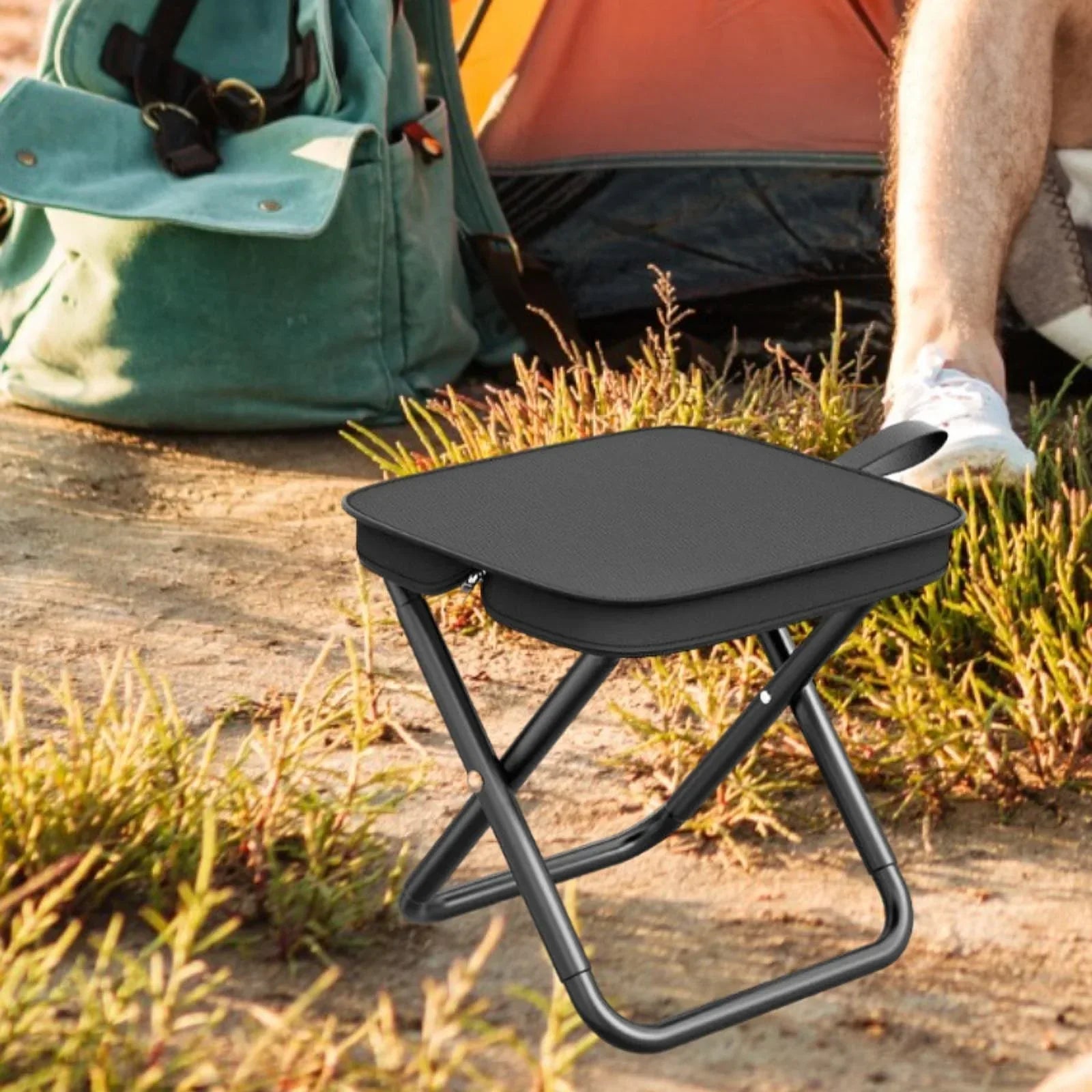 Taburete de camping plegable | Asiento portátil resistente y compacto
