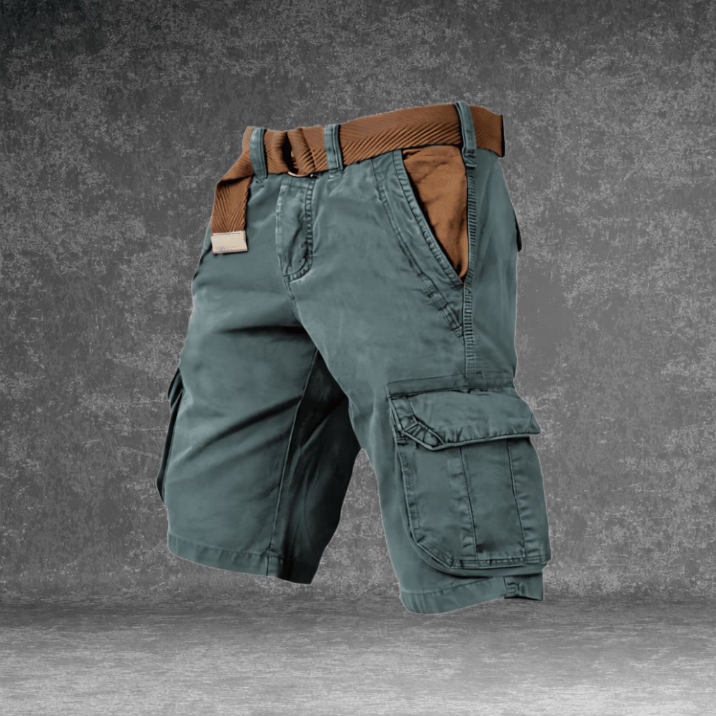 Pantalón corto cargo MAVERICK con múltiples bolsillos para hombre — Azul