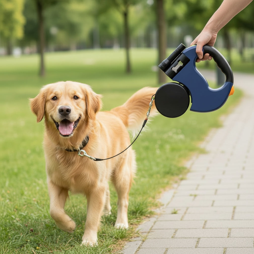 Correa para perros doble retráctil, sin enredos, para pasear a dos perros