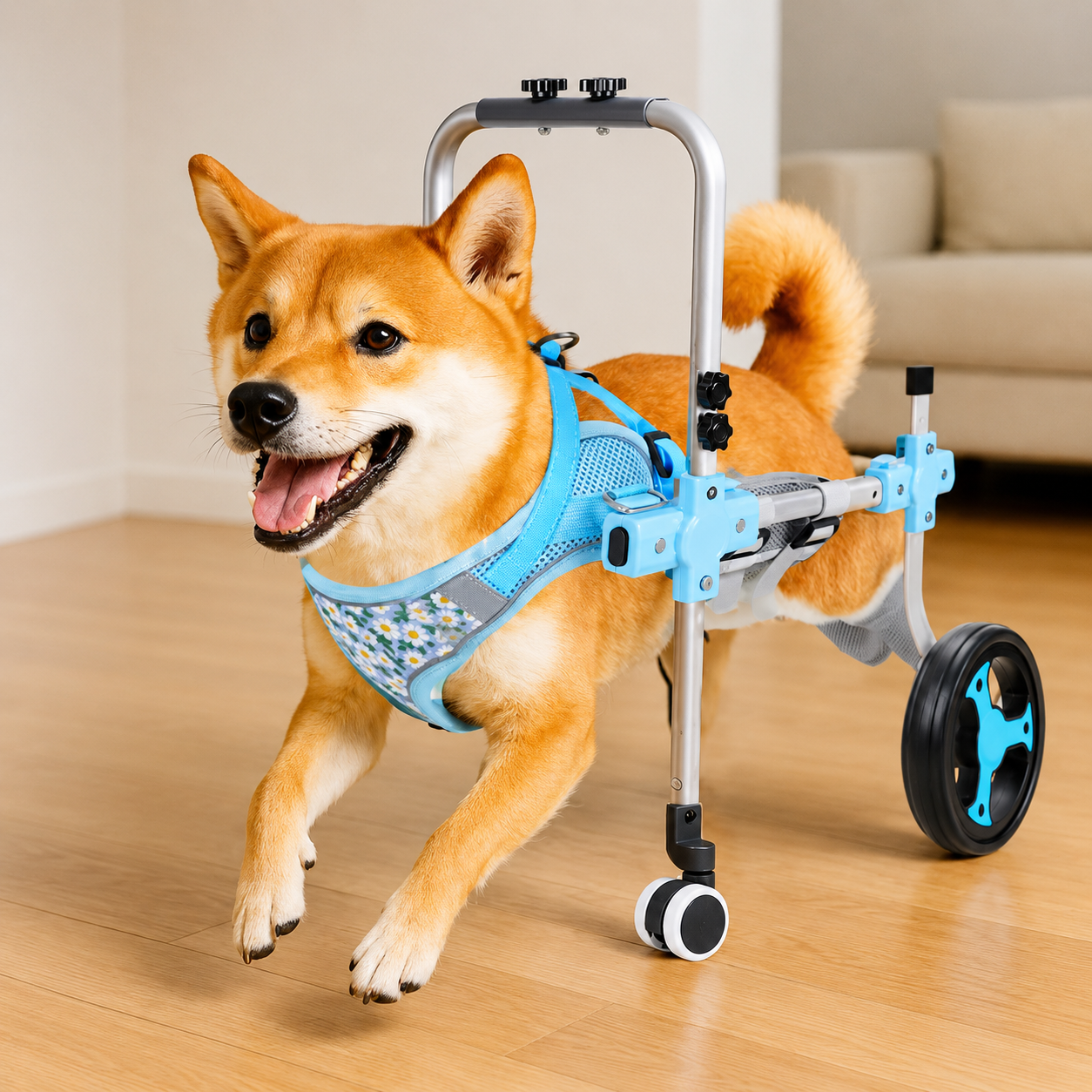 Silla de ruedas ajustable para perros y gatos con parálisis de patas traseras — 2 o 4 ruedas
