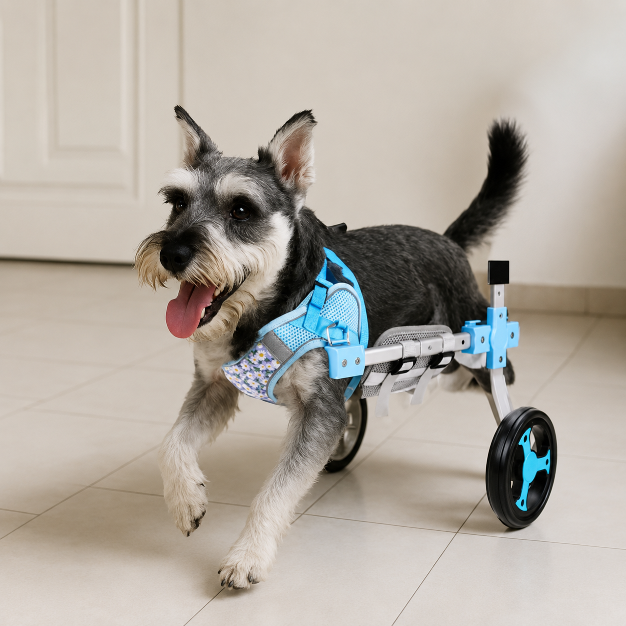 Silla de ruedas ajustable para perros y gatos con parálisis de patas traseras — 2 o 4 ruedas