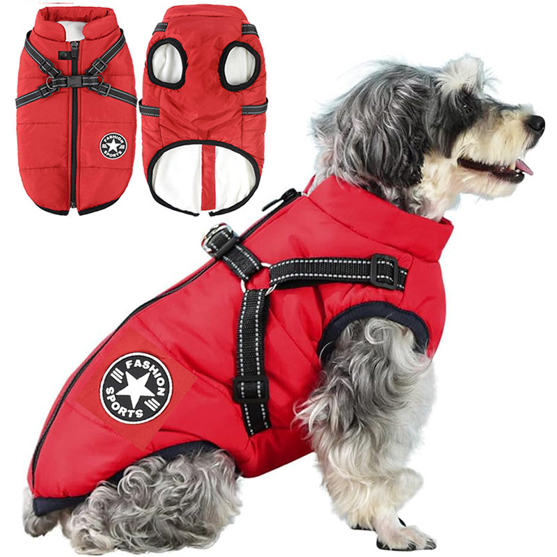 Chaqueta de Invierno para Perros – Abrigo 3 en 1 Impermeable, Cortaviento y con Arnés Integrado