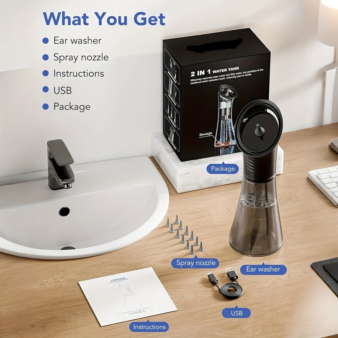 Extractor eléctrico de cerumen, limpiador con USB recargable y sistema de agua