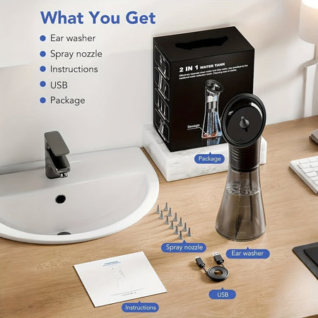 Extractor eléctrico de cerumen, limpiador con USB recargable y sistema de agua