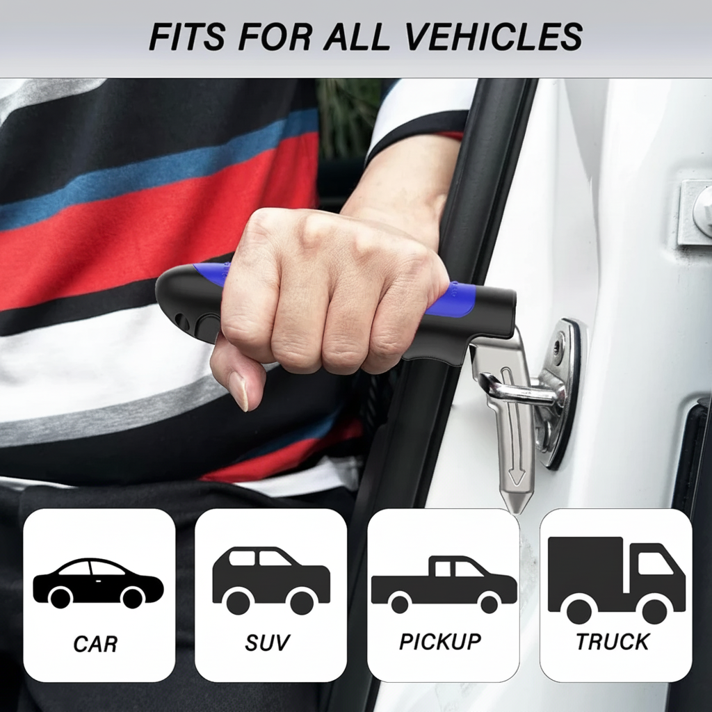Herramienta de emergencia para automóvil, seguridad, rompeventanas y asa de asistencia para la puerta
