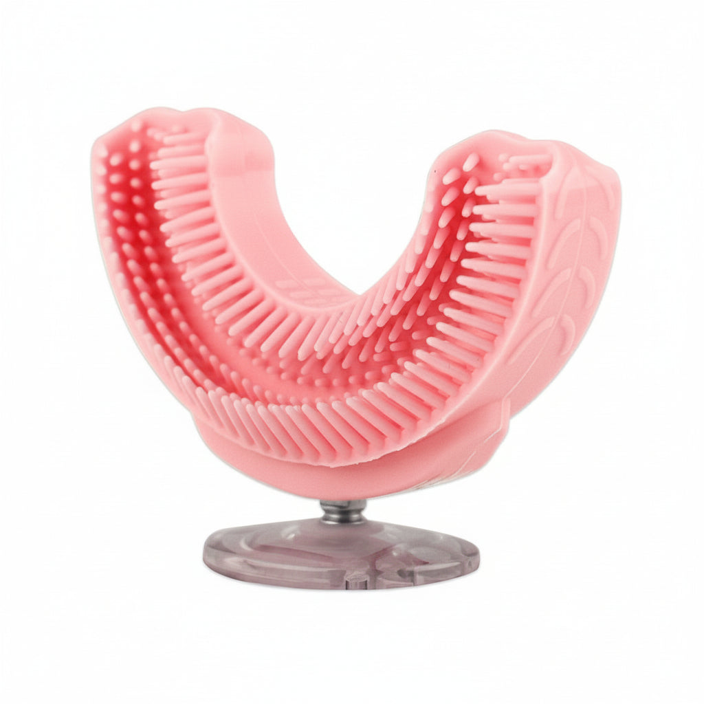 Cepillo de dientes eléctrico sónico para niños, con forma de U, de silicona, automático