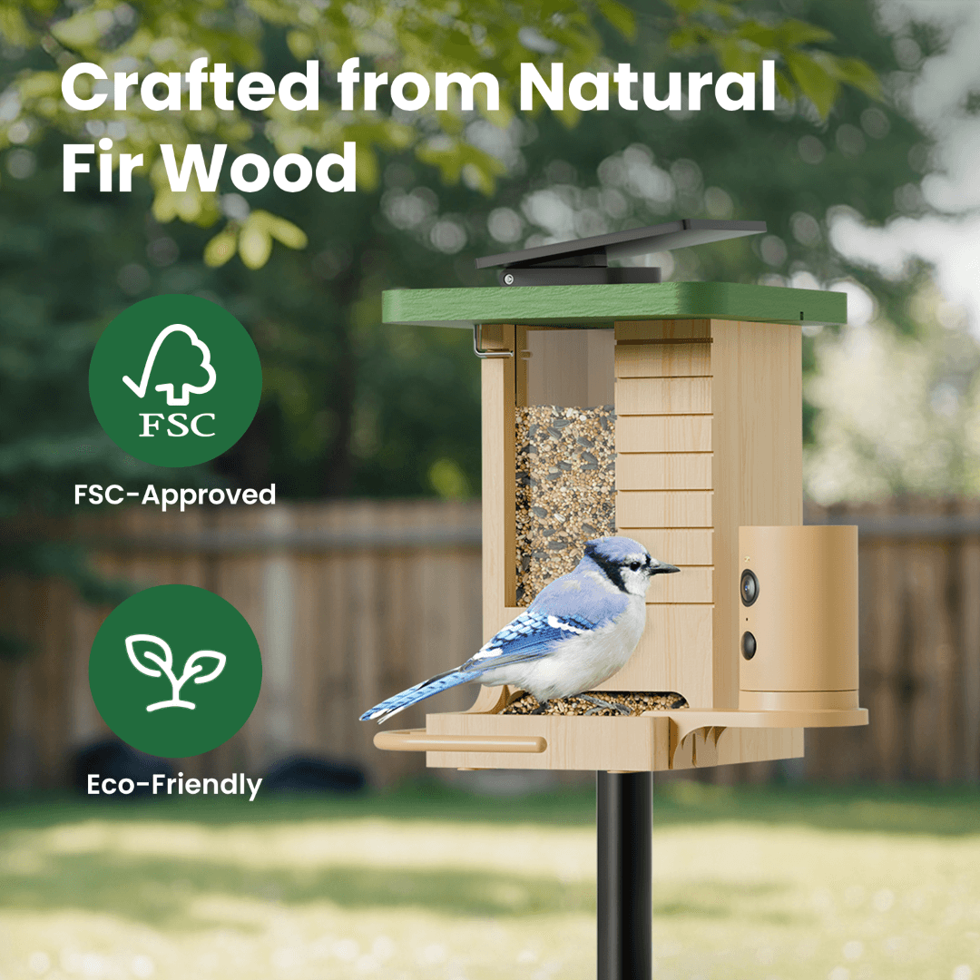 Birdfy Feeder Wood – Comedero Inteligente de Madera con Cámara