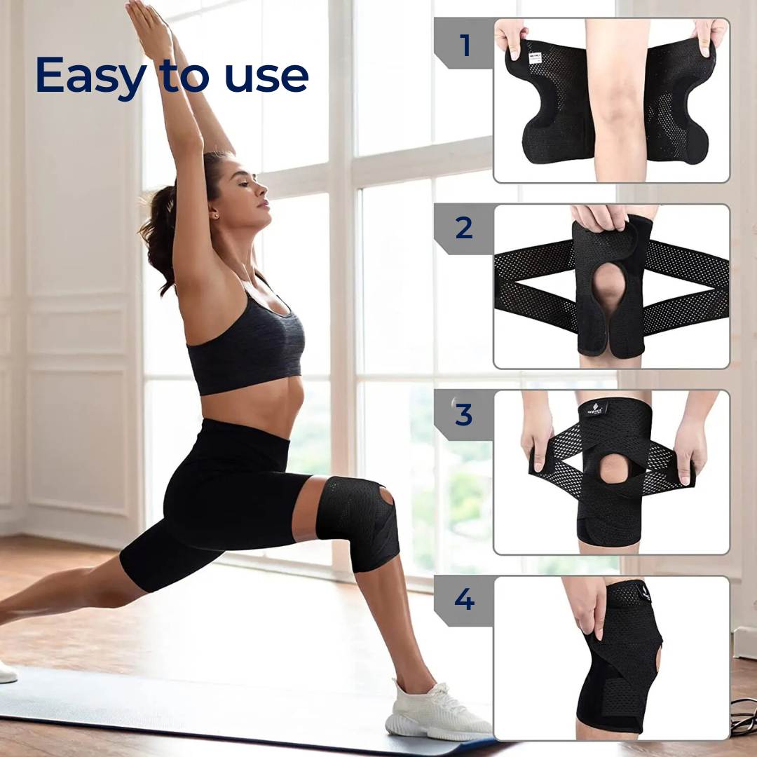 Rodilleras FlexGuard | con resortes de compresión de soporte y correa de tensión - para estabilidad - alivio del dolor y protección Dmax