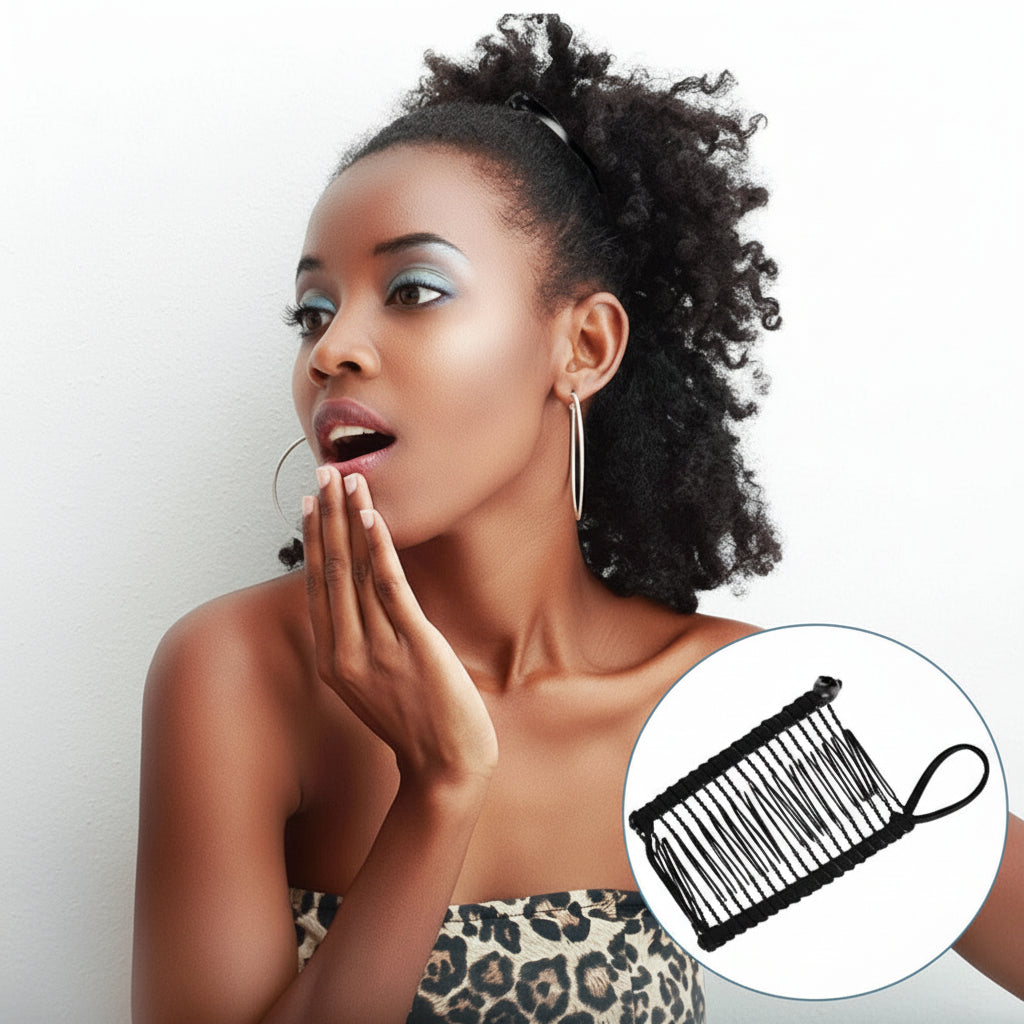 Pinza para el pelo con estilo retro, cabello grueso y voluminoso