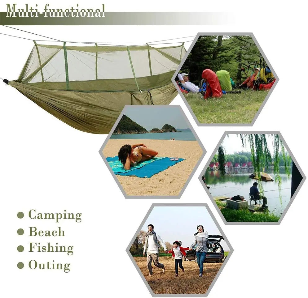 Hamaca de camping con mosquitera | Portátil y resistente para exterior