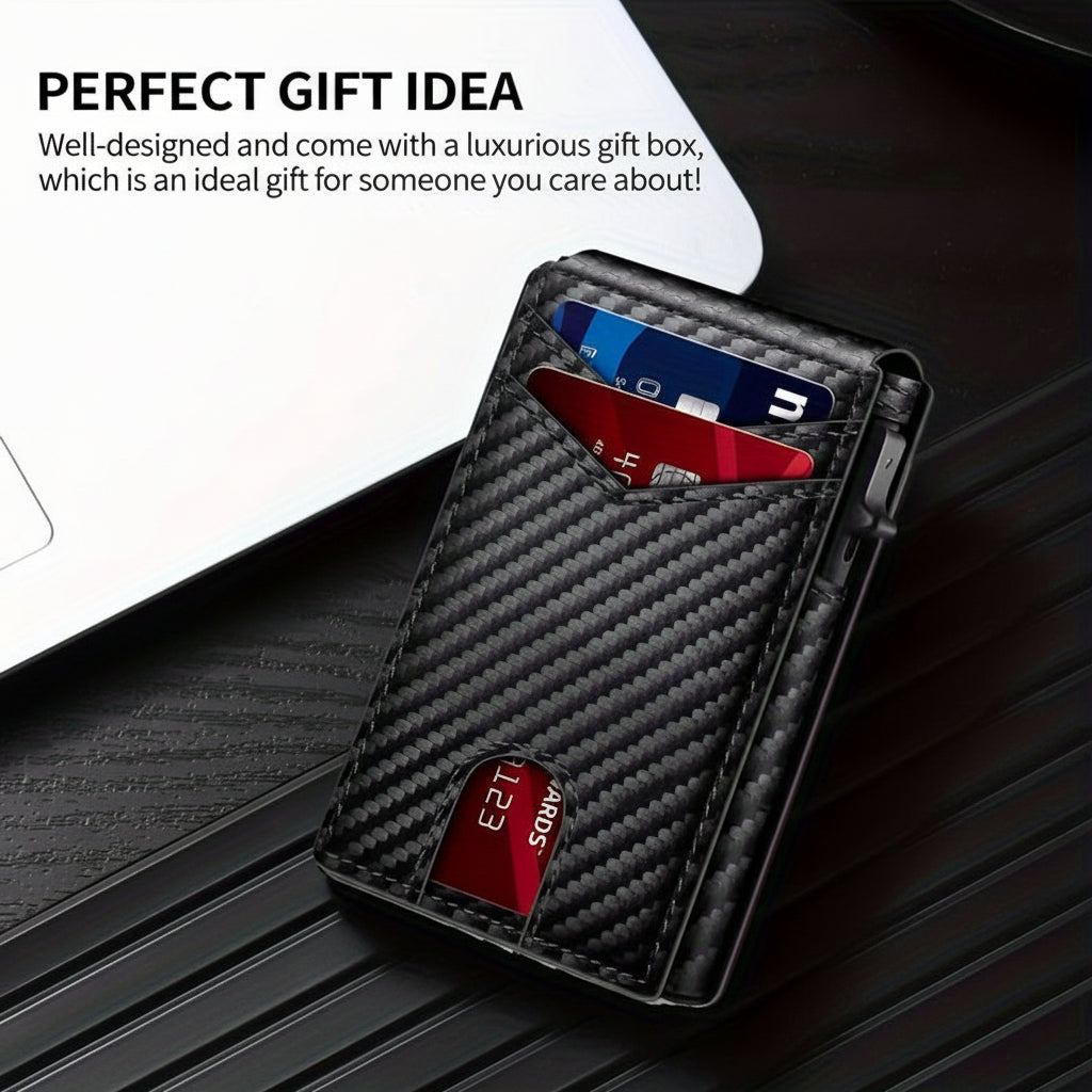 Cartera delgada con bloqueo RFID y porta tarjetas de fibra de carbono