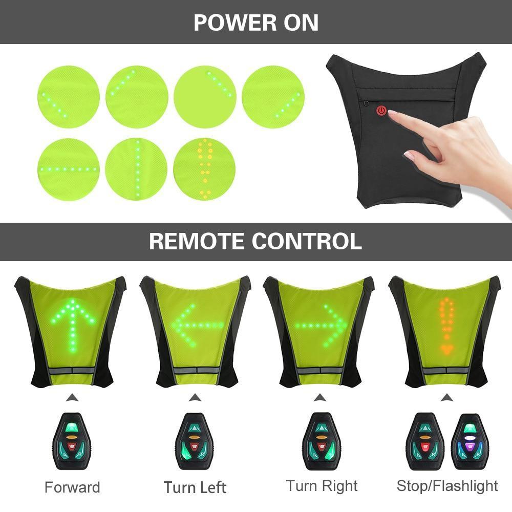 Dmax | Chaleco LED reflectante de seguridad para ciclismo con señal de giro, impermeable para exteriores