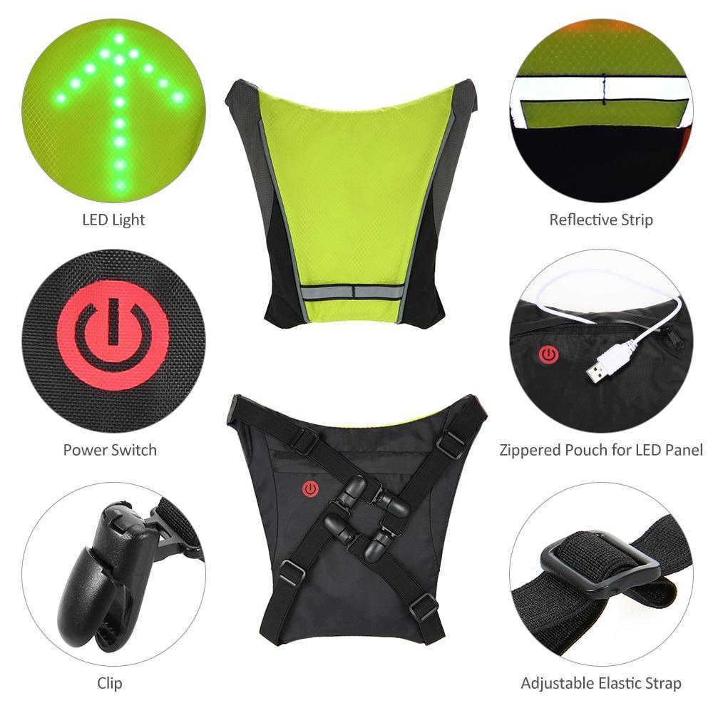 Dmax | Chaleco LED reflectante de seguridad para ciclismo con señal de giro, impermeable para exteriores