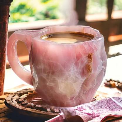 Taza Artesanal de Cristal Mineral – Aislada, Apta para Microondas, 350–450 ml, Diseño Único