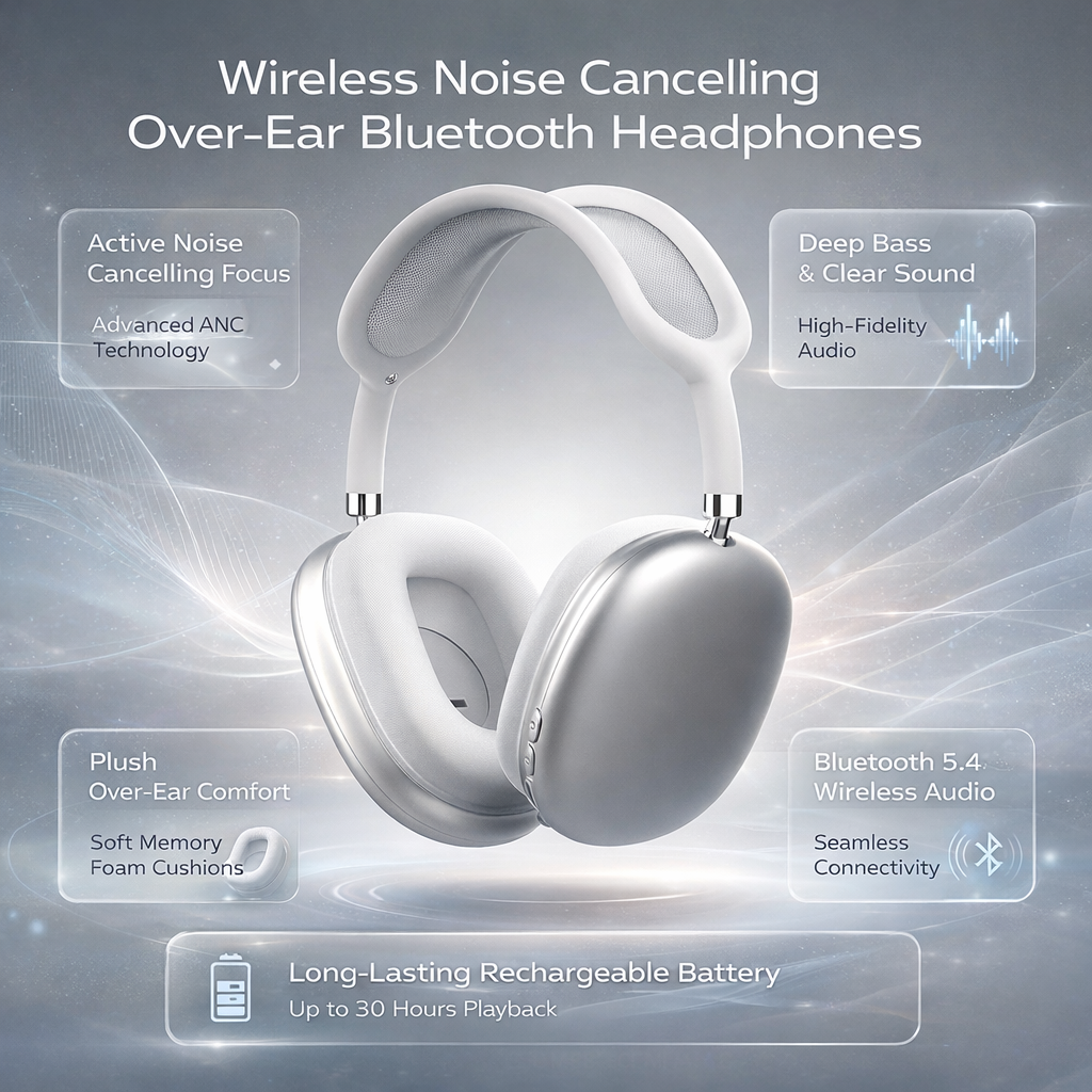 Auriculares inalámbricos con cancelación de ruido, circumaurales, Bluetooth