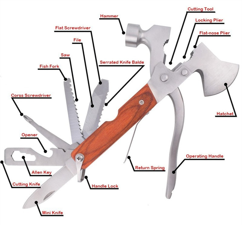 Martillo multifuncional de camping | Herramienta de acero inoxidable