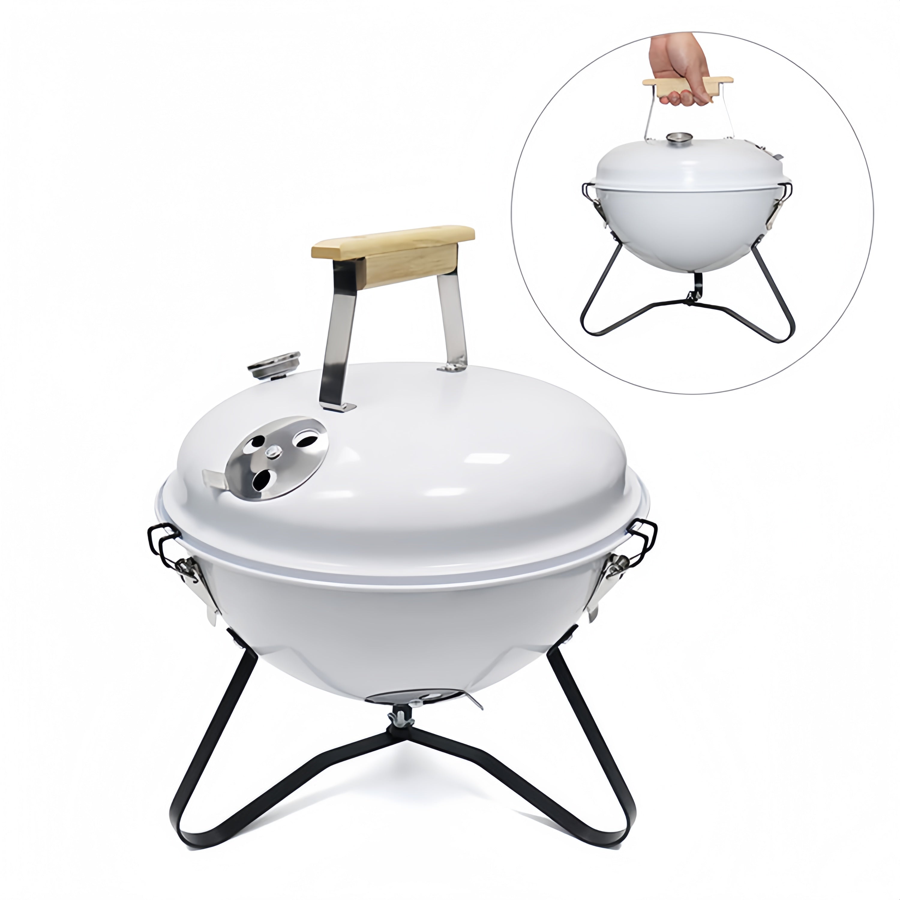 Barbacoa de carbón portátil KETTLE Calora - Formato compacto 31,5 cm con tapa
