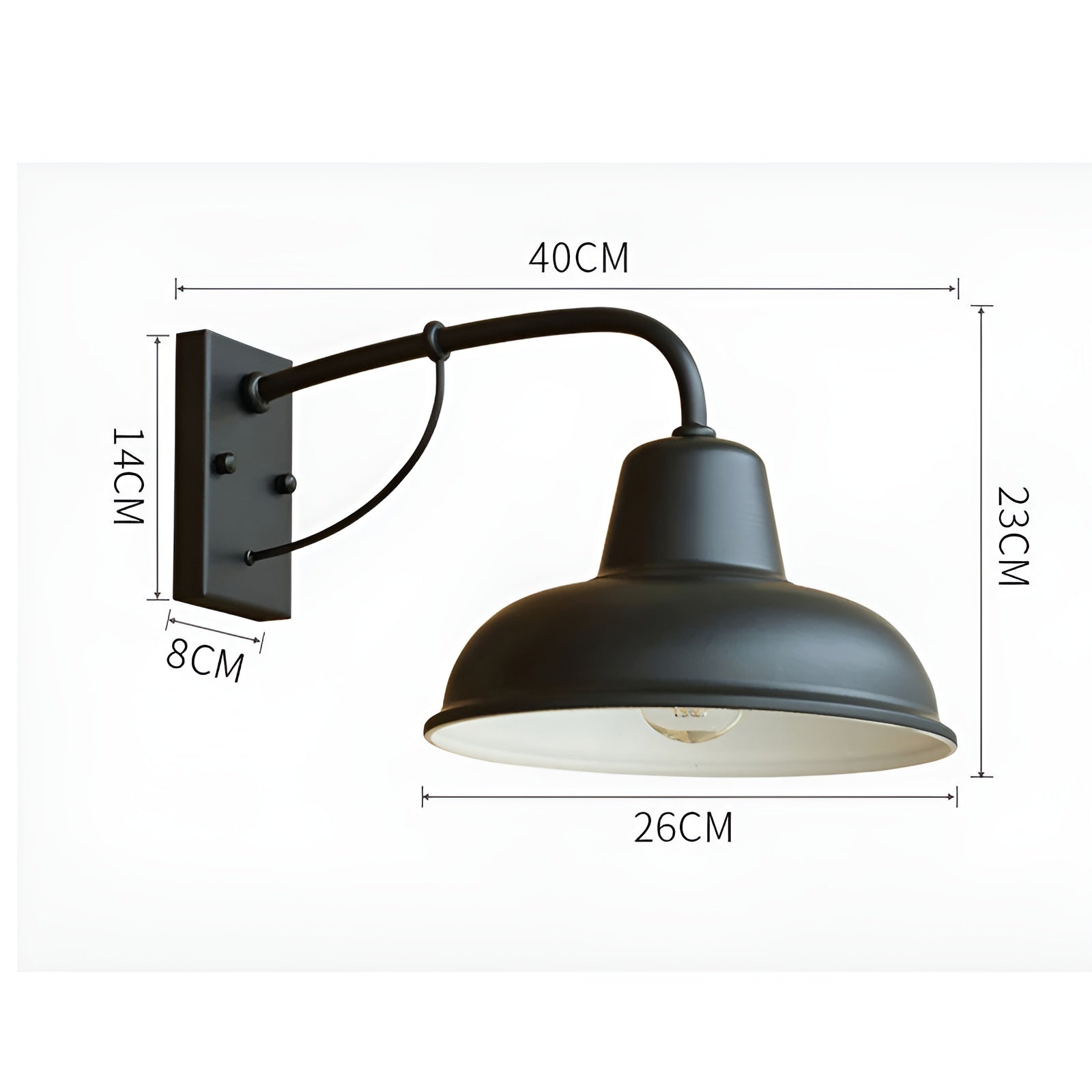 Aisle Fer Sconce - Antique vintage barn light - Aplique Industrial Negro