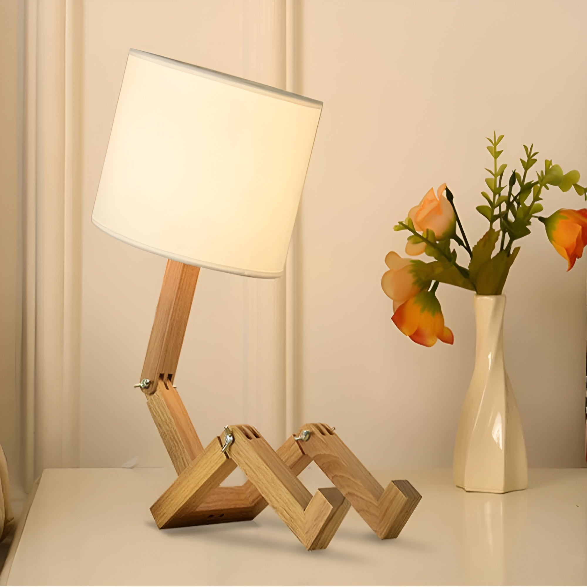 Lámpara flexible WoodMan - Lámpara de escritorio robótica de madera maciza