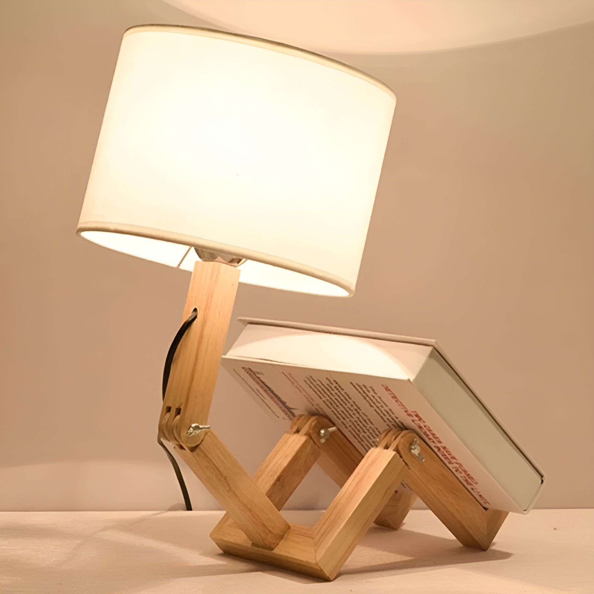 Lámpara flexible WoodMan - Lámpara de escritorio robótica de madera maciza