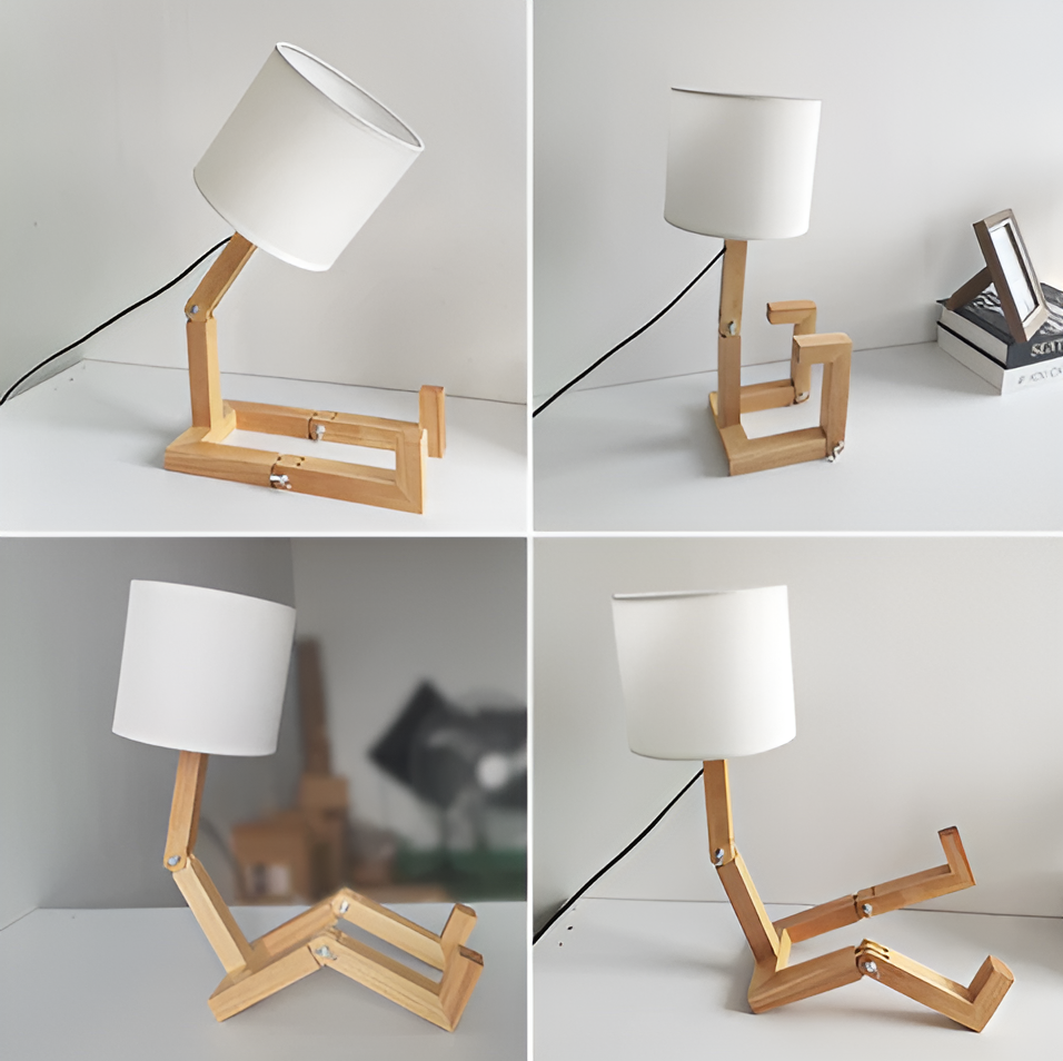 Lámpara flexible WoodMan - Lámpara de escritorio robótica de madera maciza