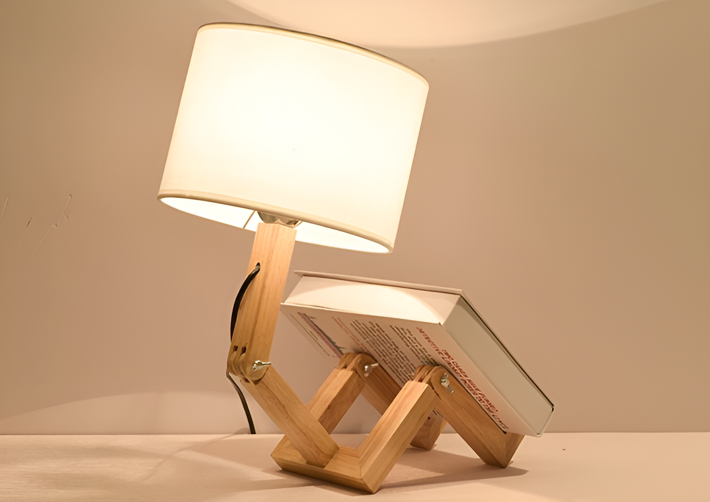 Lámpara flexible WoodMan - Lámpara de escritorio robótica de madera maciza