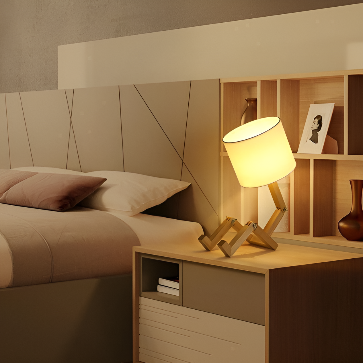Lámpara flexible WoodMan - Lámpara de escritorio robótica de madera maciza