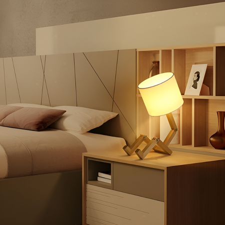 Lámpara flexible WoodMan - Lámpara de escritorio robótica de madera maciza