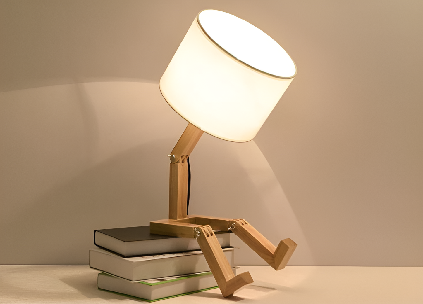 Lámpara flexible WoodMan - Lámpara de escritorio robótica de madera maciza