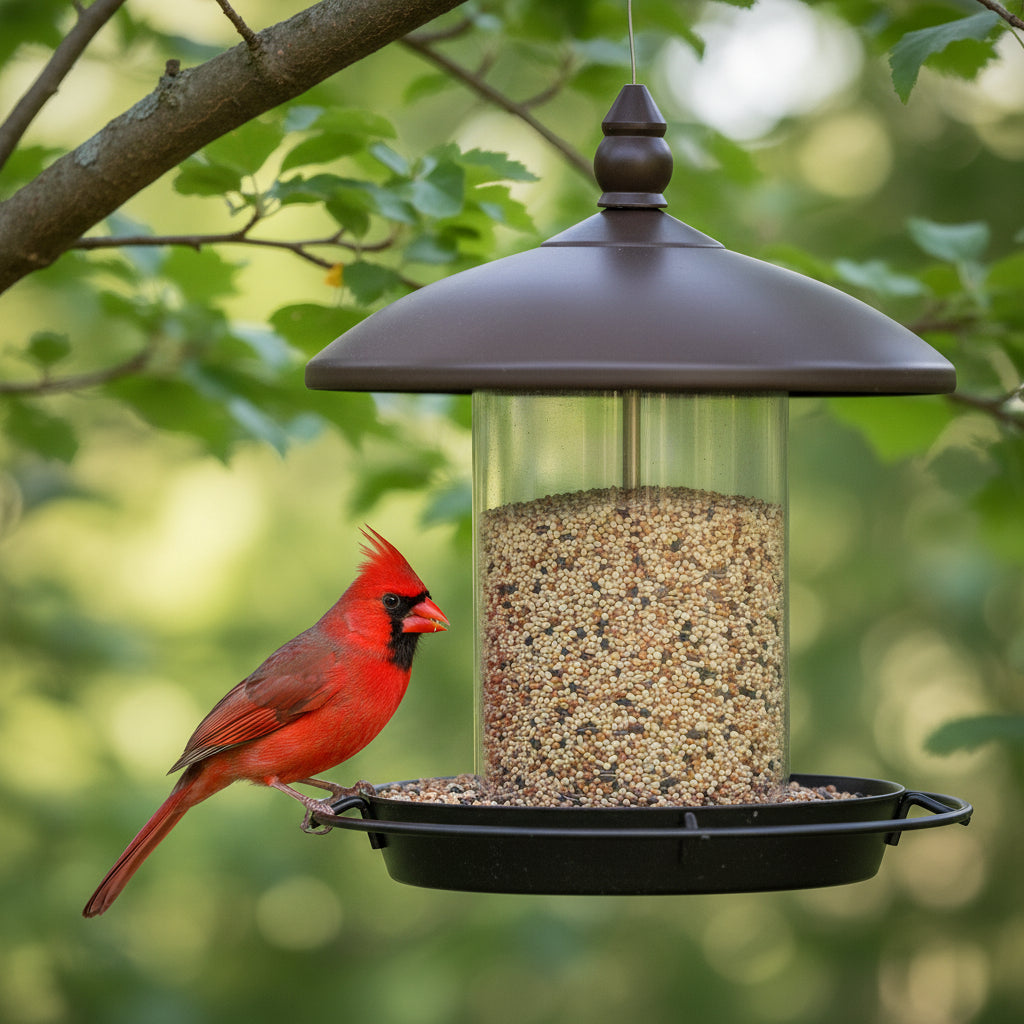 Alimentador metálico para aves, percha de 360 grados, fácil de rellenar y de limpiar