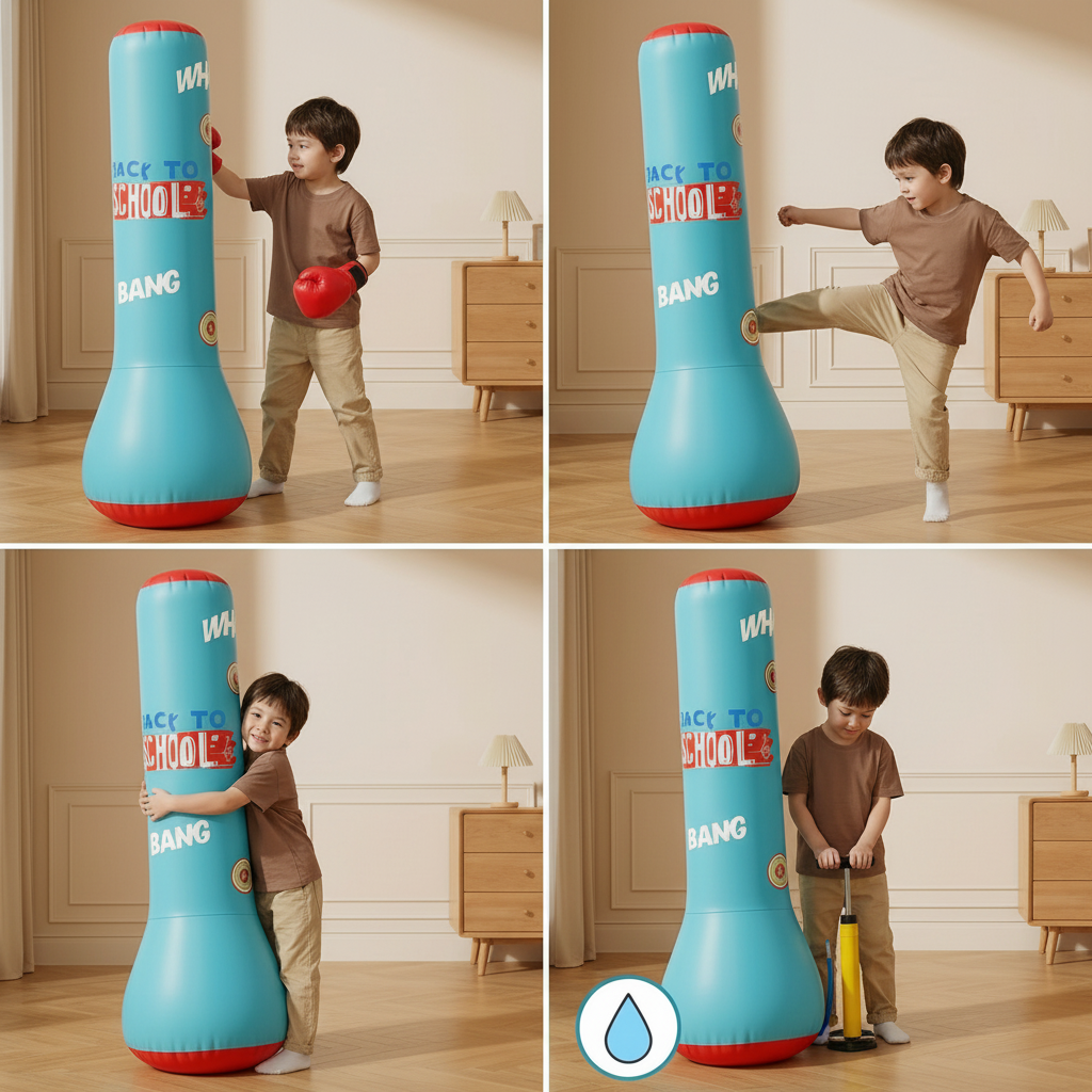 Saco de boxeo inflable para niños con base de agua