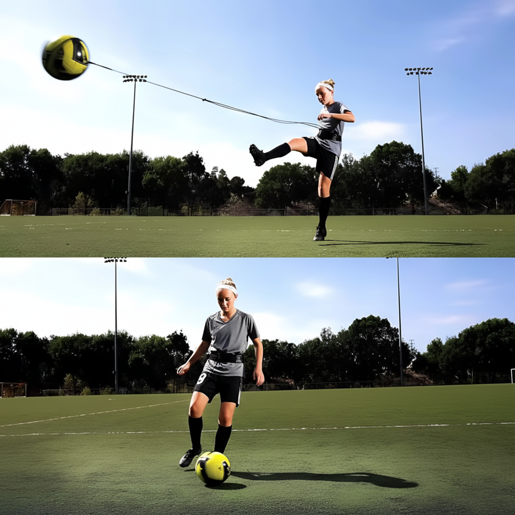 Cinturón de rebote para entrenamiento de fútbol para niños - Práctica de pases en solitario