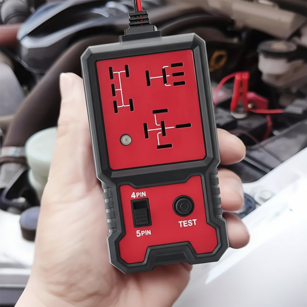 Probador de batería de coche 12 V, herramienta de prueba de voltaje con LED y relé