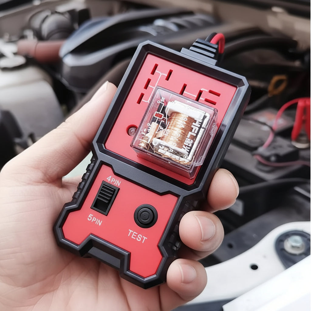 Probador de batería de coche 12 V, herramienta de prueba de voltaje con LED y relé