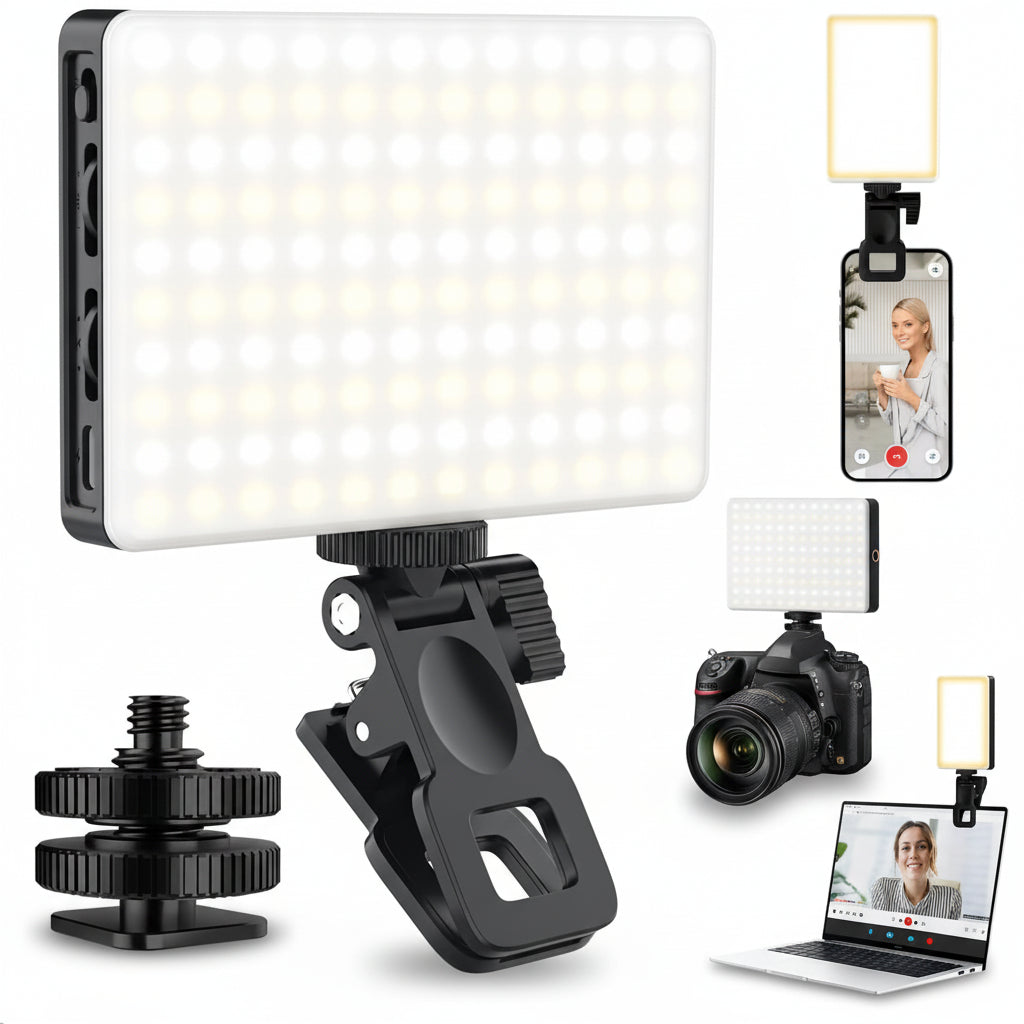 Luz LED para selfies con clip para teléfono, modos ajustables