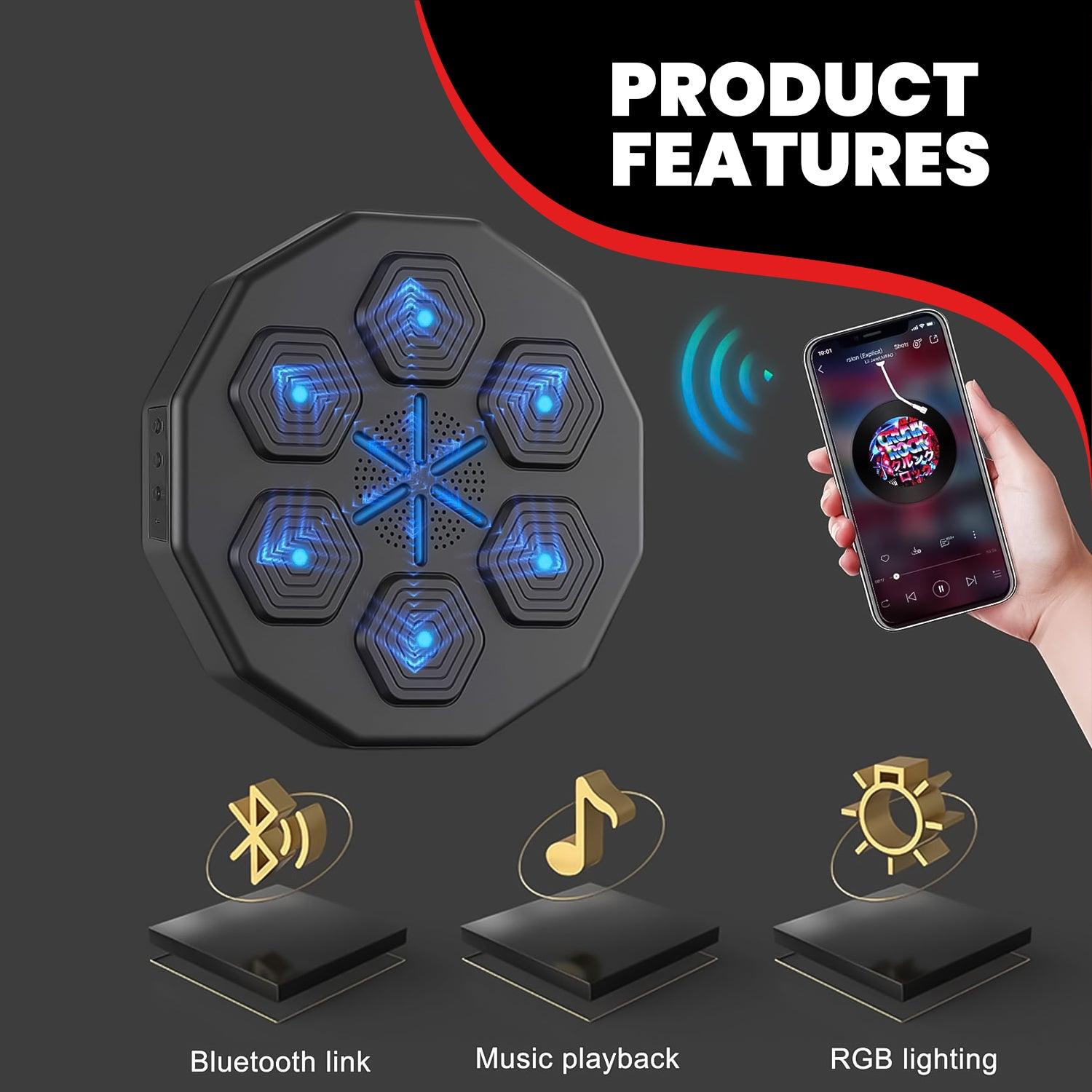 Máquina de Boxeo Musical – Dispositivo de Boxeo Mural con Bluetooth, LED y Entrenamiento Reactivo