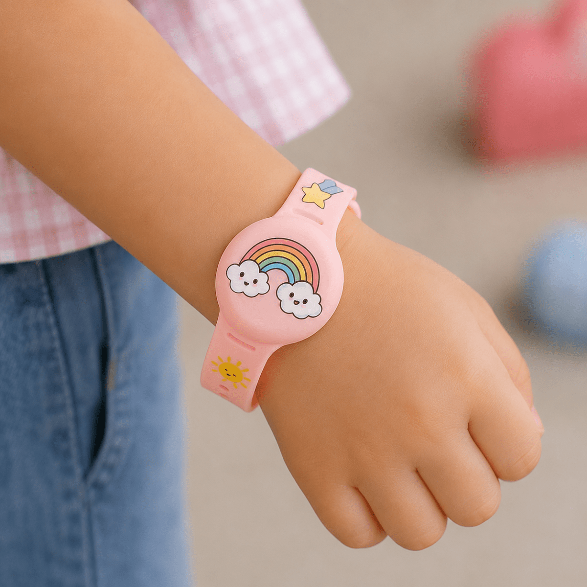 Pulsera GPS para niños con correa ajustable y localización en tiempo real — Rosa