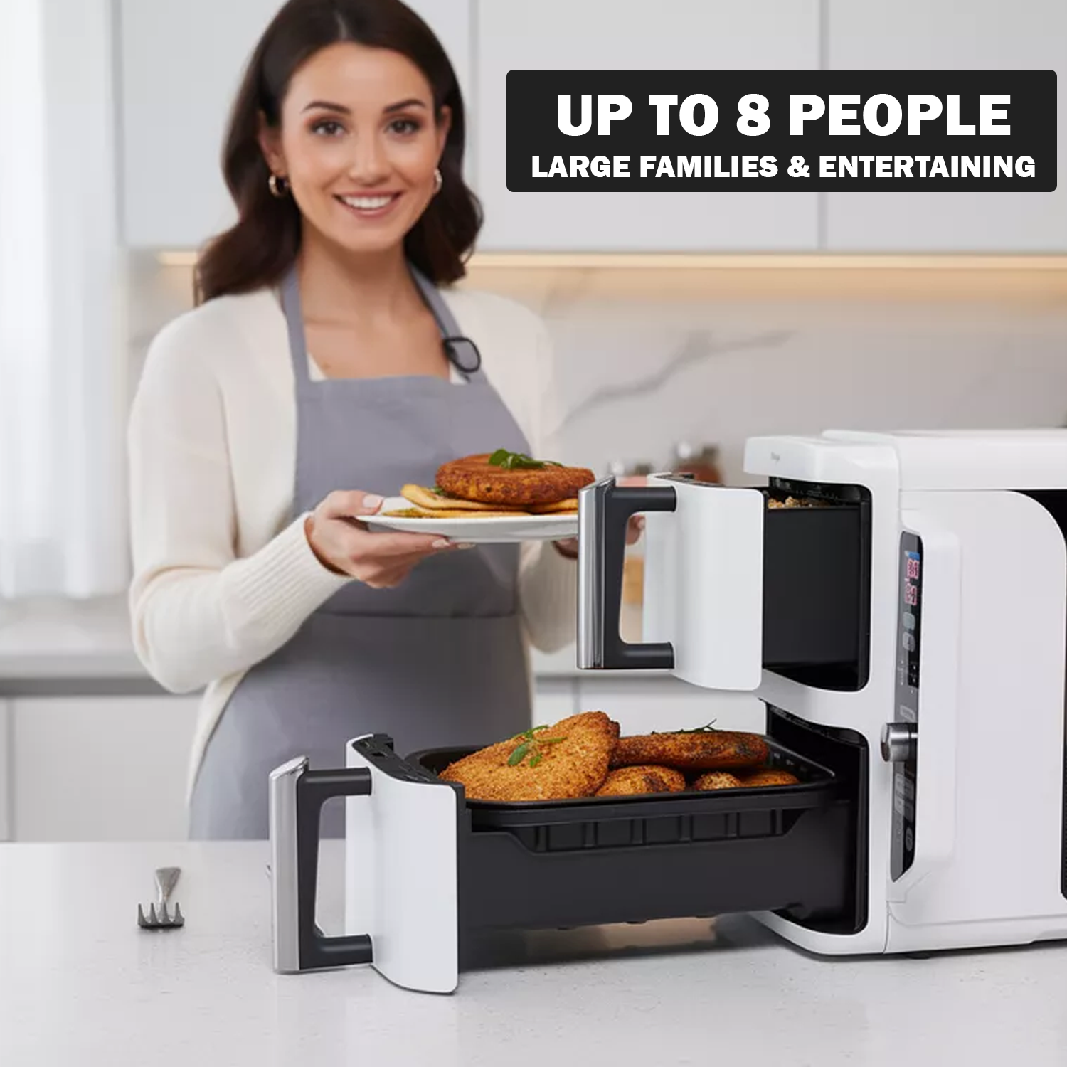 Freidora de aire grande – tamaño familiar, sin aceite, freidora de aire caliente con pantalla táctil digital