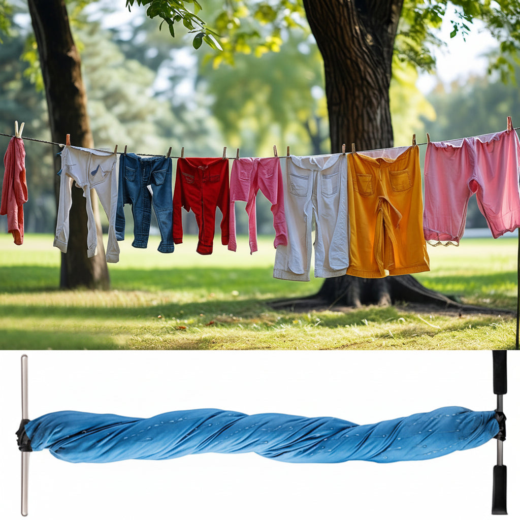 Prensor de ropa portátil con manivela