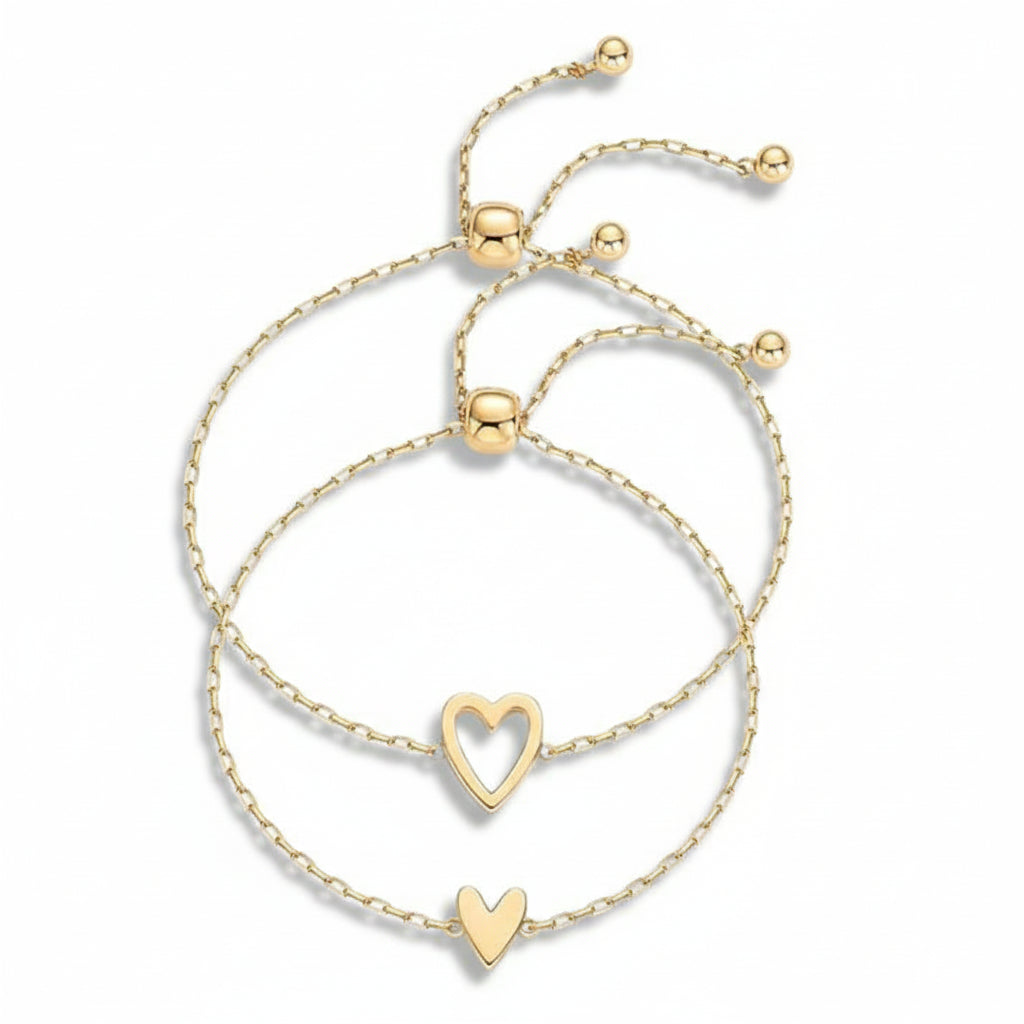 Pulsera ajustable de cadena con corazón, joyería para parejas a juego