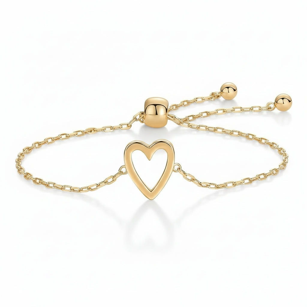 Pulsera ajustable de cadena con corazón, joyería para parejas a juego