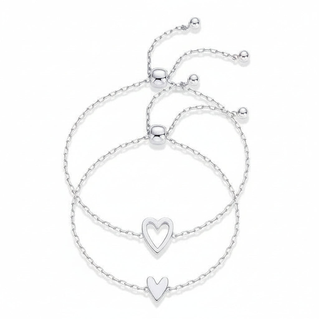 Pulsera ajustable de cadena con corazón, joyería para parejas a juego