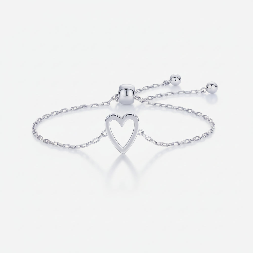 Pulsera ajustable de cadena con corazón, joyería para parejas a juego