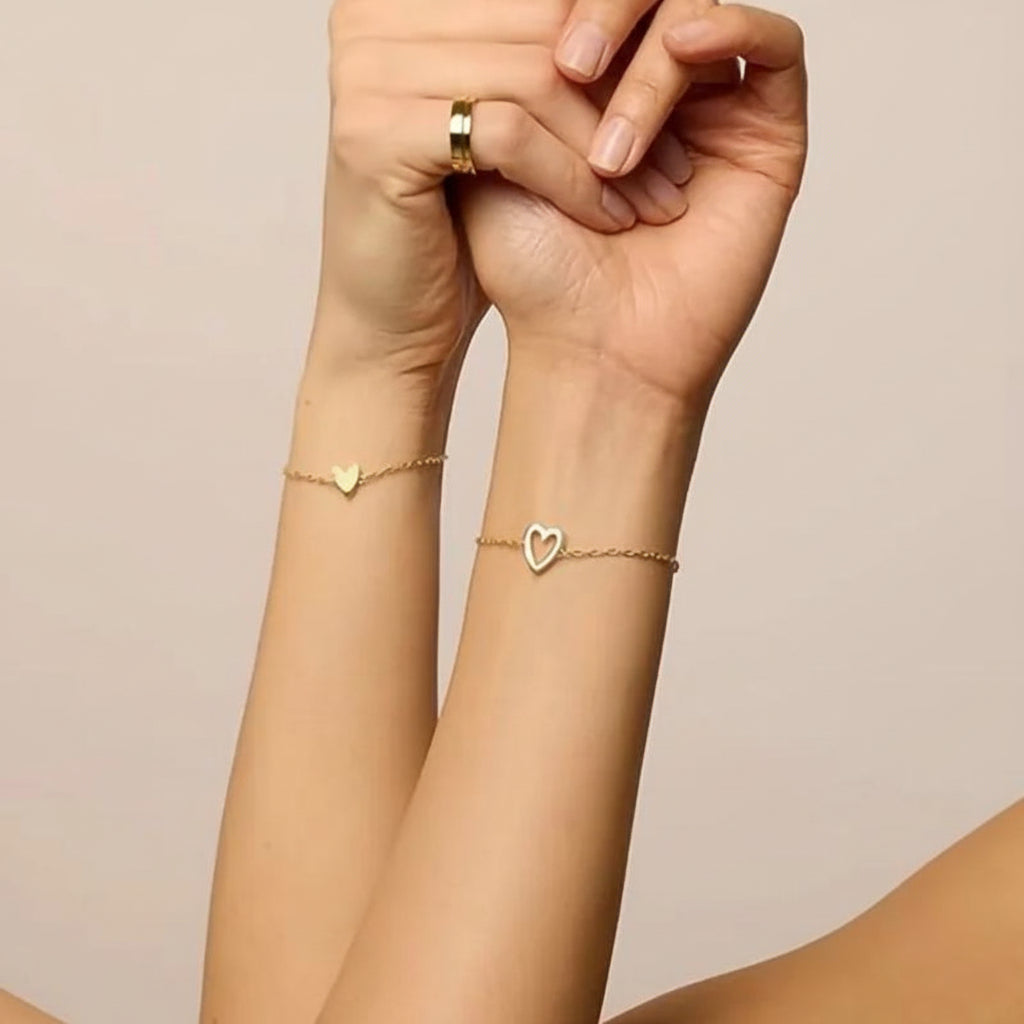 Pulsera ajustable de cadena con corazón, joyería para parejas a juego