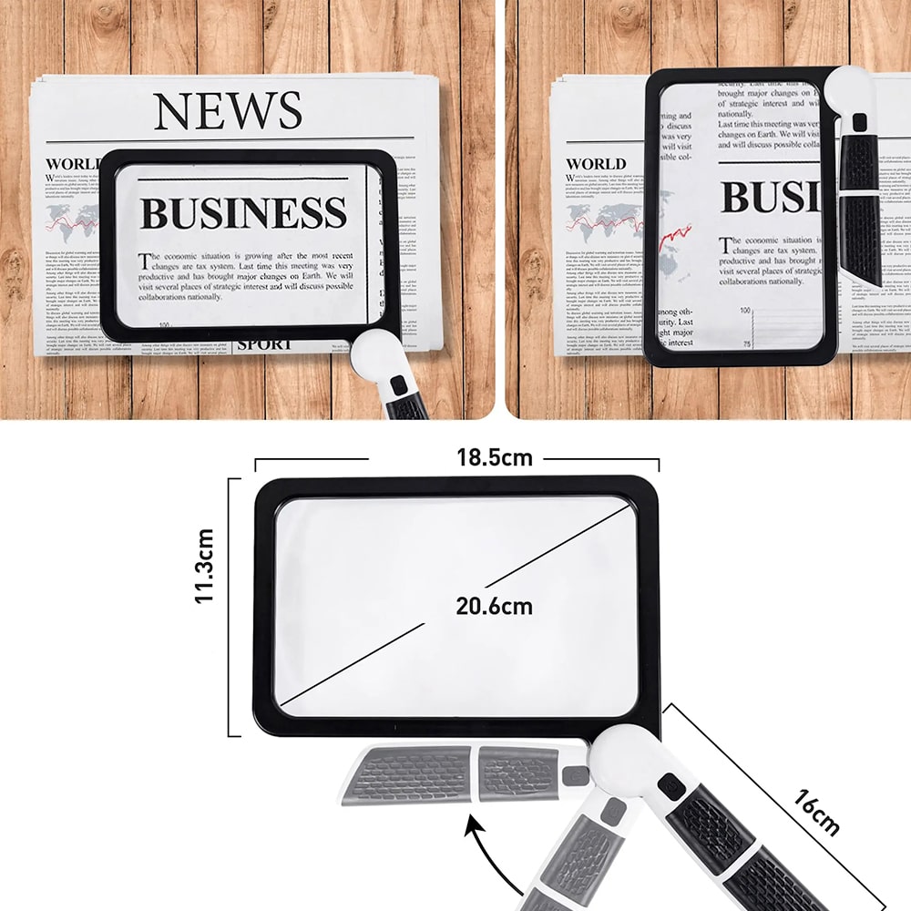 MagniView | Lupa LED de página completa con zoom 5× y luz potente para lectura y trabajos de precisión