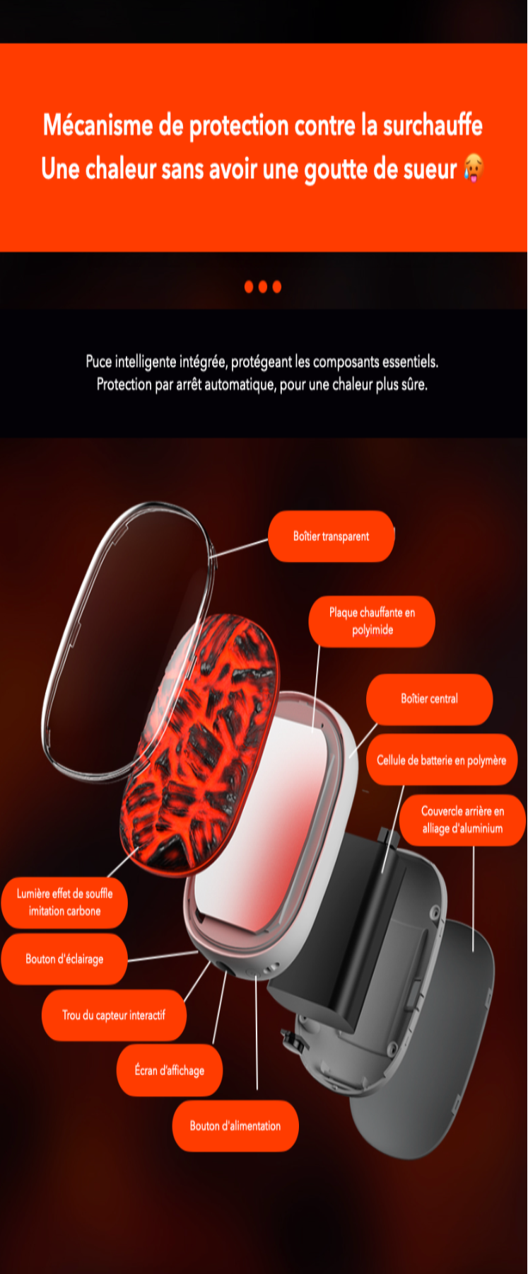 Calentador de Manos Recargable con Efecto Llama Calora™ – Calor rápido, 3 niveles, USB-C, batería externa 2000 mAh