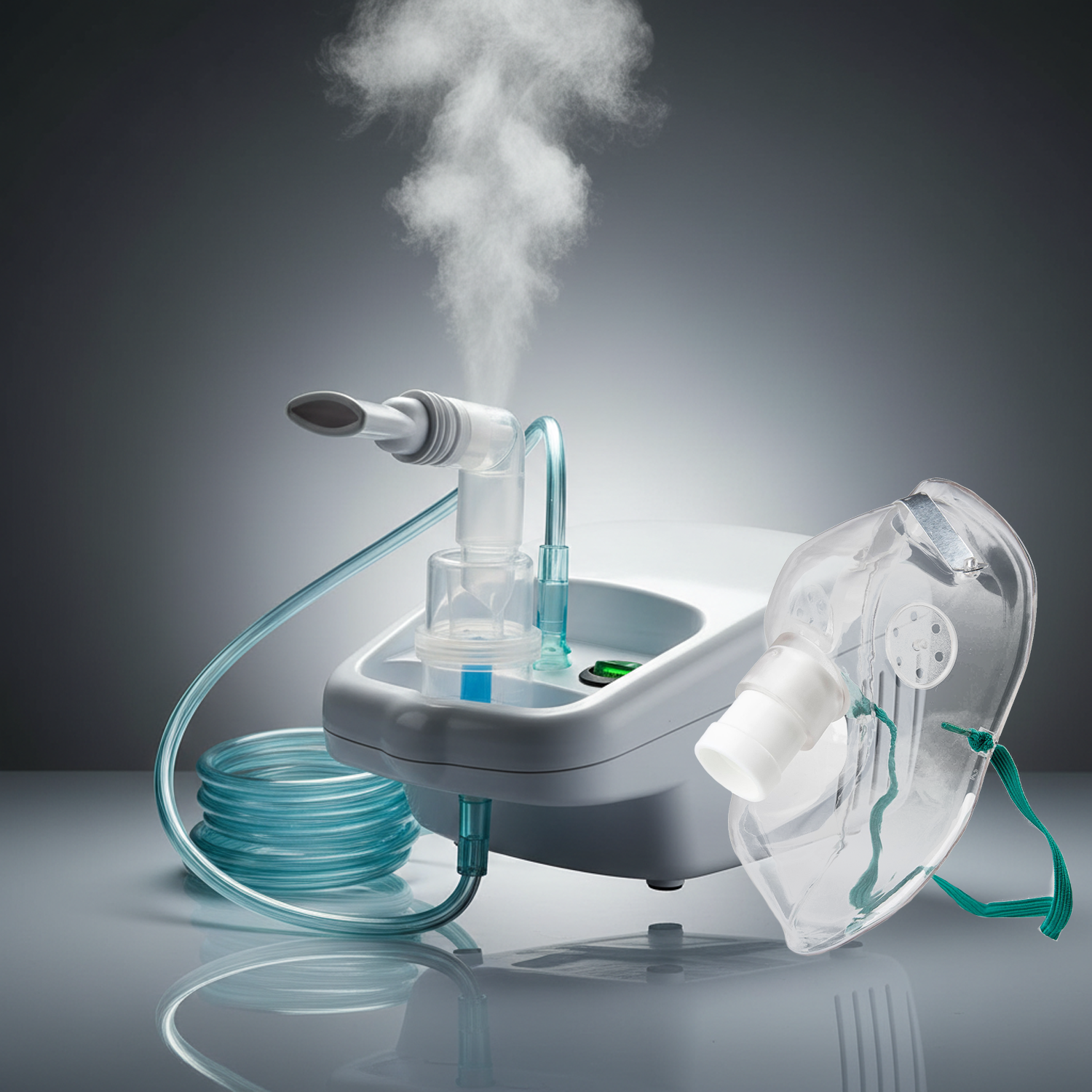 Inhalador de vapor compacto con mascarillas de respiración y boquillas